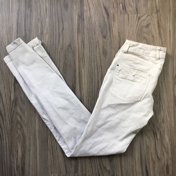 Zara Basic Straight Leg Jeans Pants Ivory Womens Size 4 - Picture 6 of 6